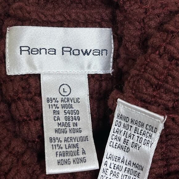 Rena Rowan Turtleneck Sweater Womens Large Thick Waffle Knit Burgundy Cozy Vtg - Picture 6 of 6